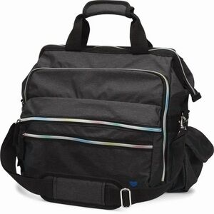 Nurse Mates Dark Gray Shoulder Bag with Multicolor Zipper Accents